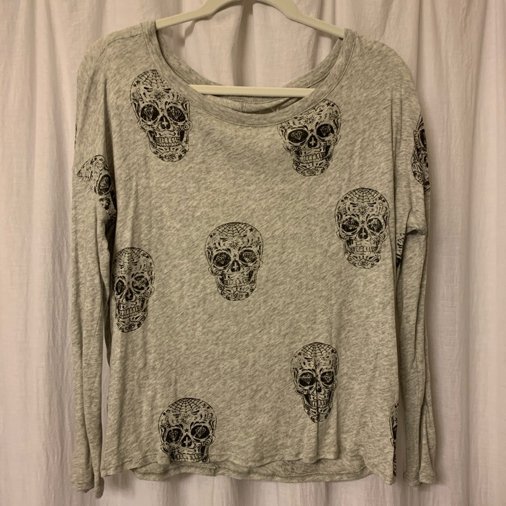 Chaser "Gauzy Cotton Long Sleeve" Skull Top